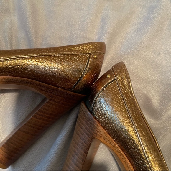 Chole mettalic peep toe stacked heels, size 38 - Picture 8 of 12